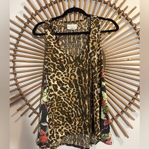 Ralph Lauren Denim & Supply Leopard Print Floral Sleeveless Swing Tank Rare Boho